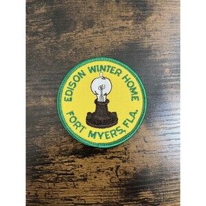 Vintage Edison Winter Home Patch Fort Myers Florida Souvenir Embroidered Sew-On